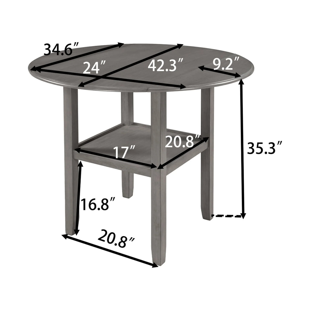 Round Drop Leaf Kitchen Dining Table with Shelf N557356