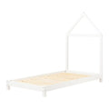 White Wood Bed with House Frame Headboard L222974