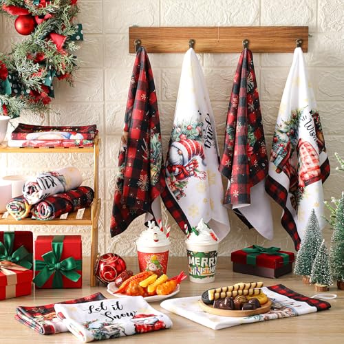 12 Pcs Christmas Kitchen Towels and Dishcloths 14.2 x 21.3 Inch N744