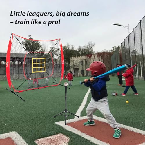 7×7FT Baseball Net with Batting Tee and Strike Zone Target C9378
