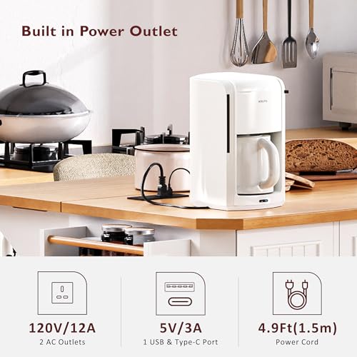 White Rolling Kitchen Storage Island with Power Outlet O1671