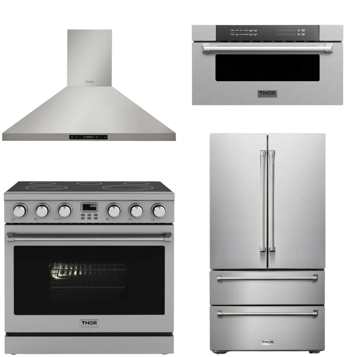 36 Electric Range, Range Hood, Refrigerator and Microwave A8199