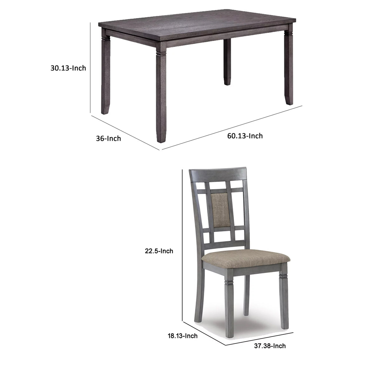 7 Piece Light Gray Wood Dining Table Set I447