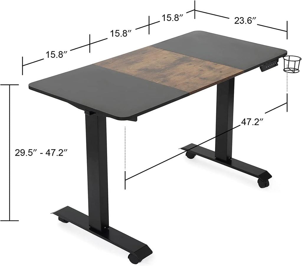 Height Adjustable Electric Standing Desk 48 x 24 Inches Vintage Brown E255058