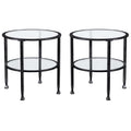 Round Glass Top Metal End Table Set of 2 Y71175
