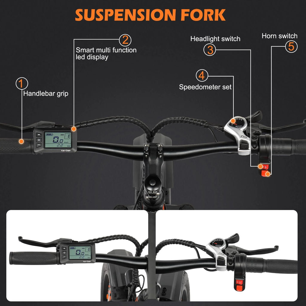 26 inch 7-Speed Electric Mountain Bicycle 500W 48V 10Ah E1099