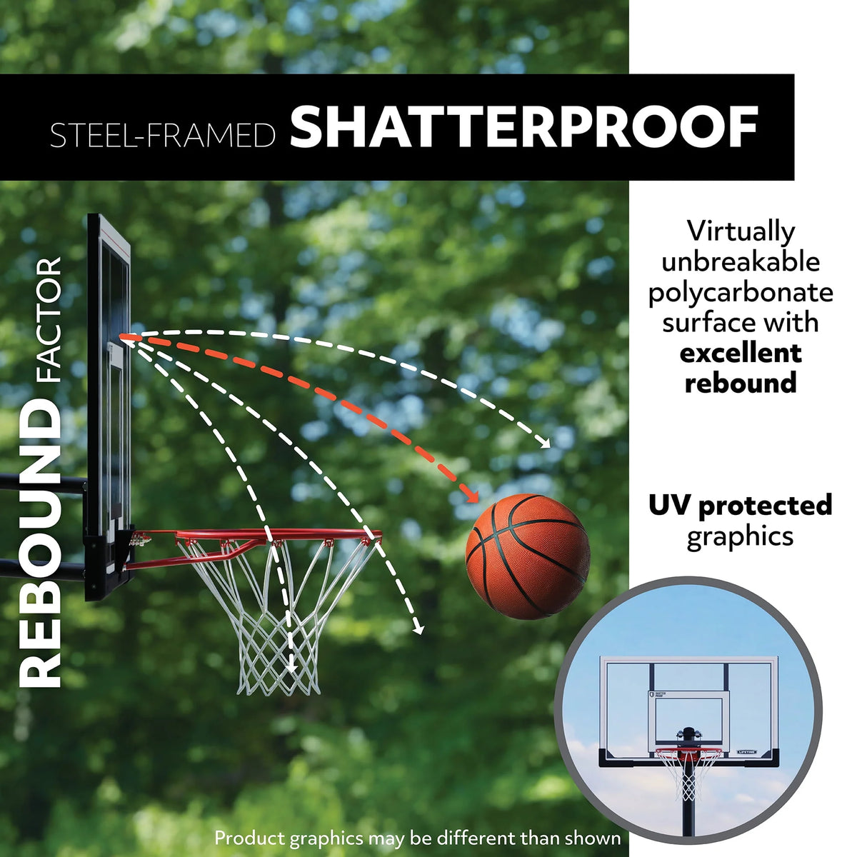 Adjustable Inground Basketball Hoop 50 inch Polycarbonate D943635