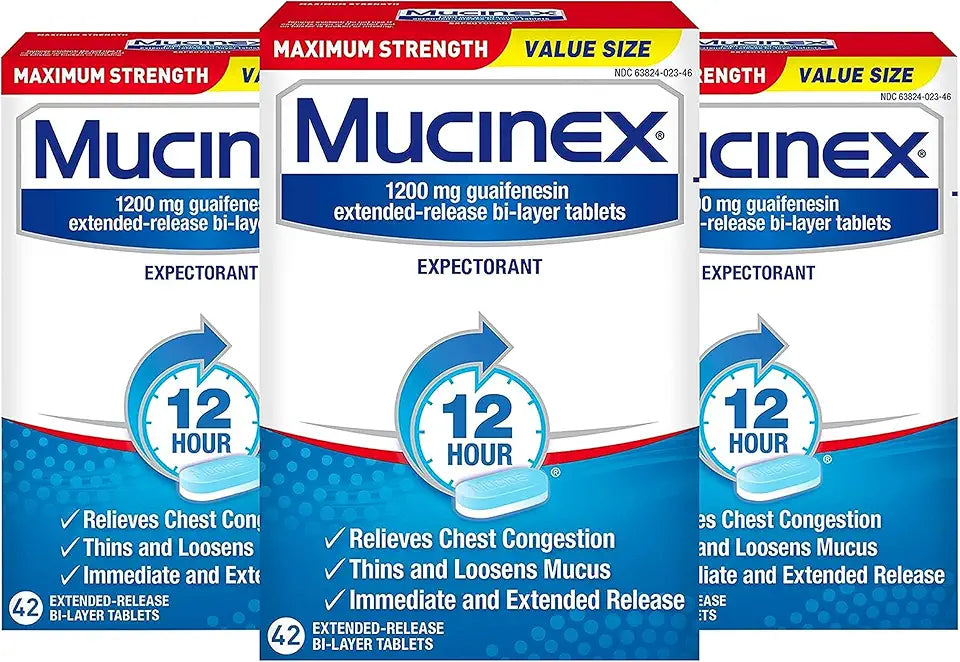 Maximum Strength Chest Congestion Expectorant 12 Hour Tablets 42 Count Pack of 3 Y445