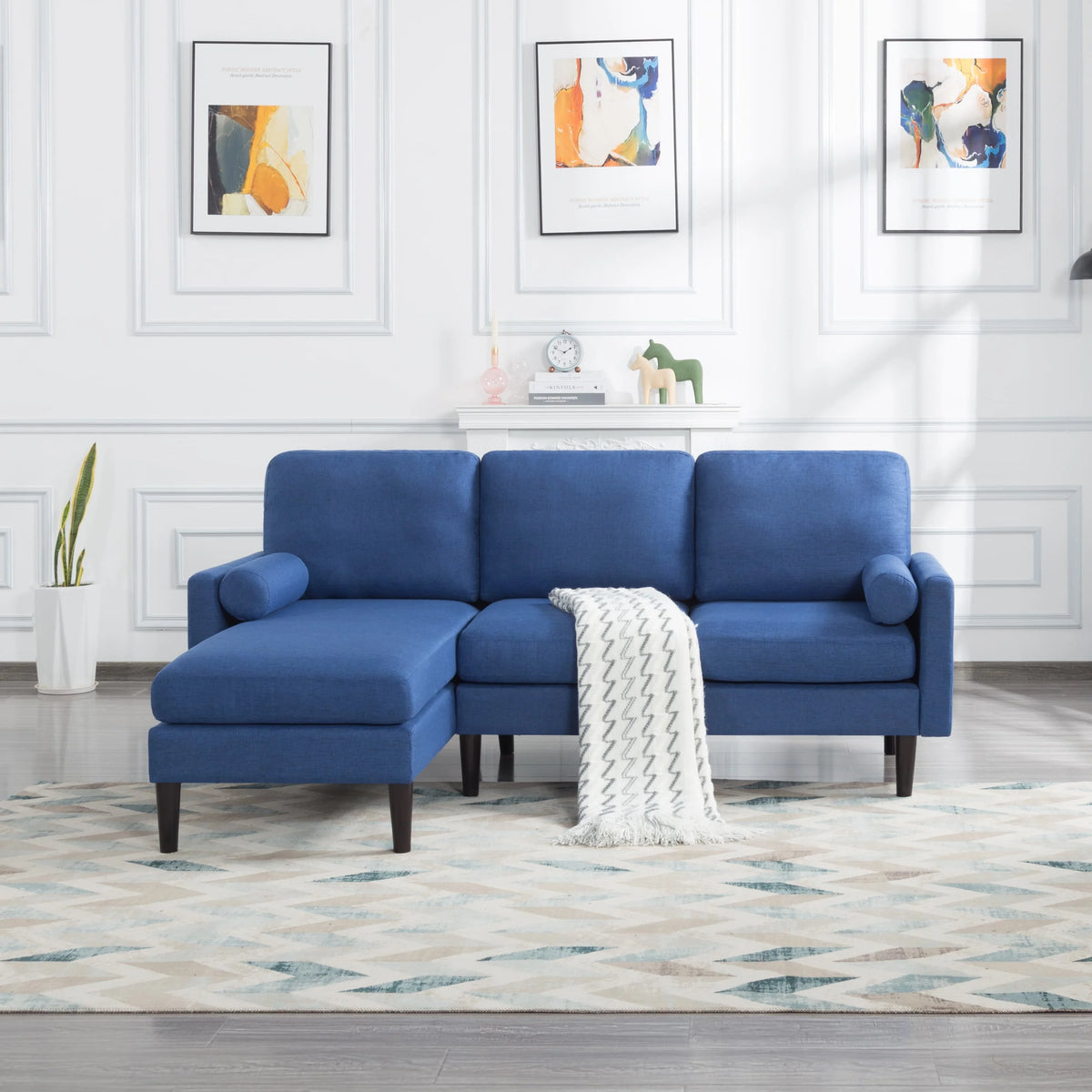 72 inch L-Shape Reversible Sectional Sofa with Two Pillows B9204