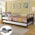 Twin Daybed with Trundle Metal Bed Frame Black U63387