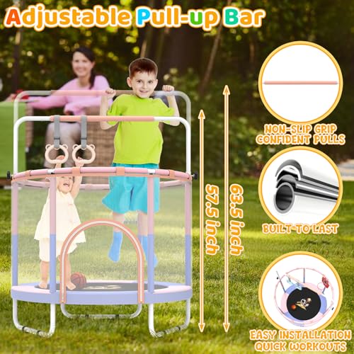 60" Toddler Trampoline with Safety Enclosure Net K452