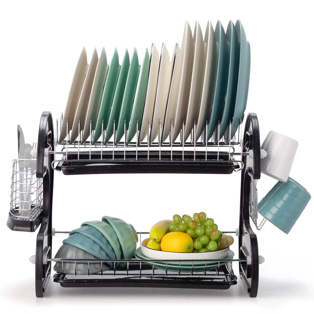 Black 2-Tier Plastic Dish Drainer E397681