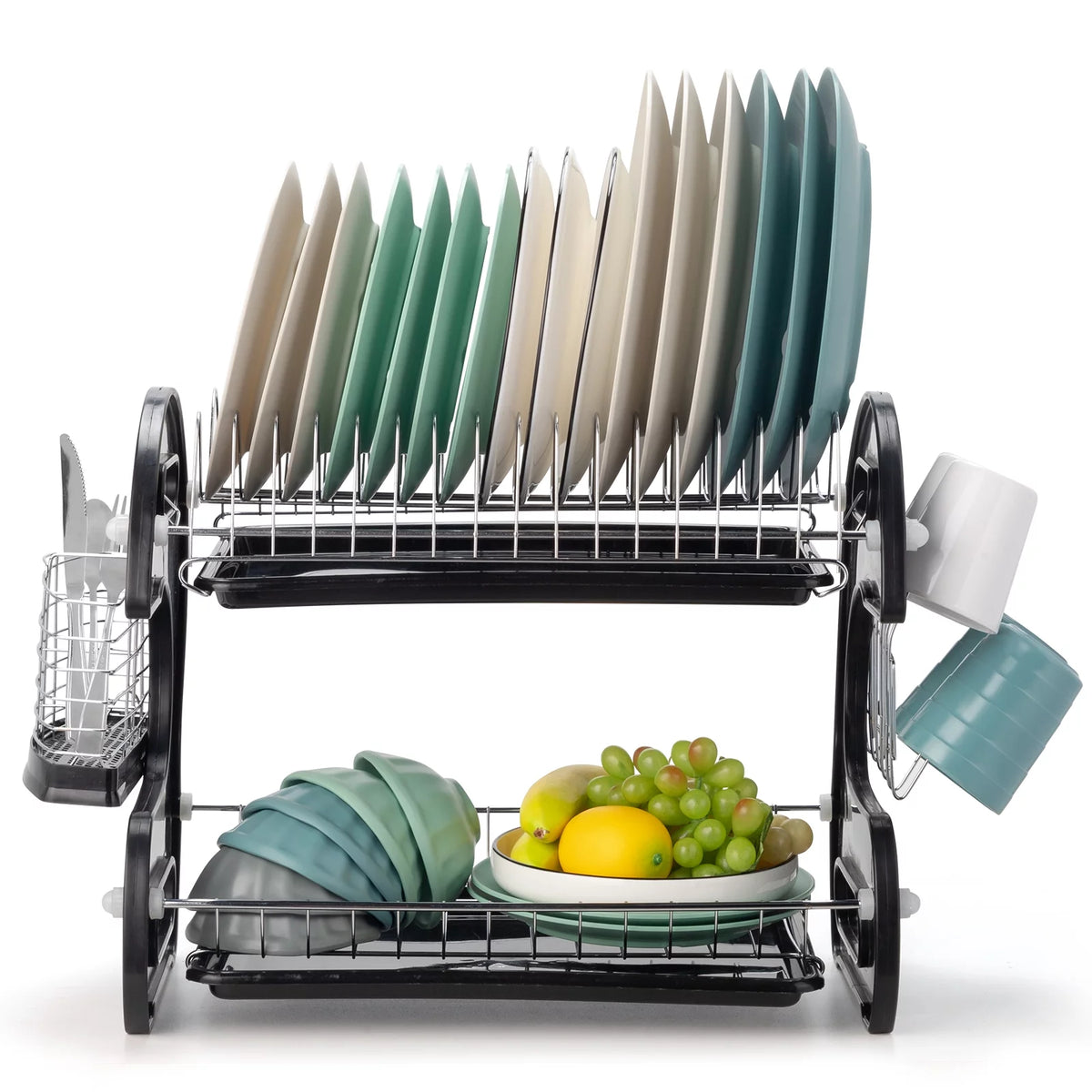 Black 2-Tier Plastic Dish Drainer E397681