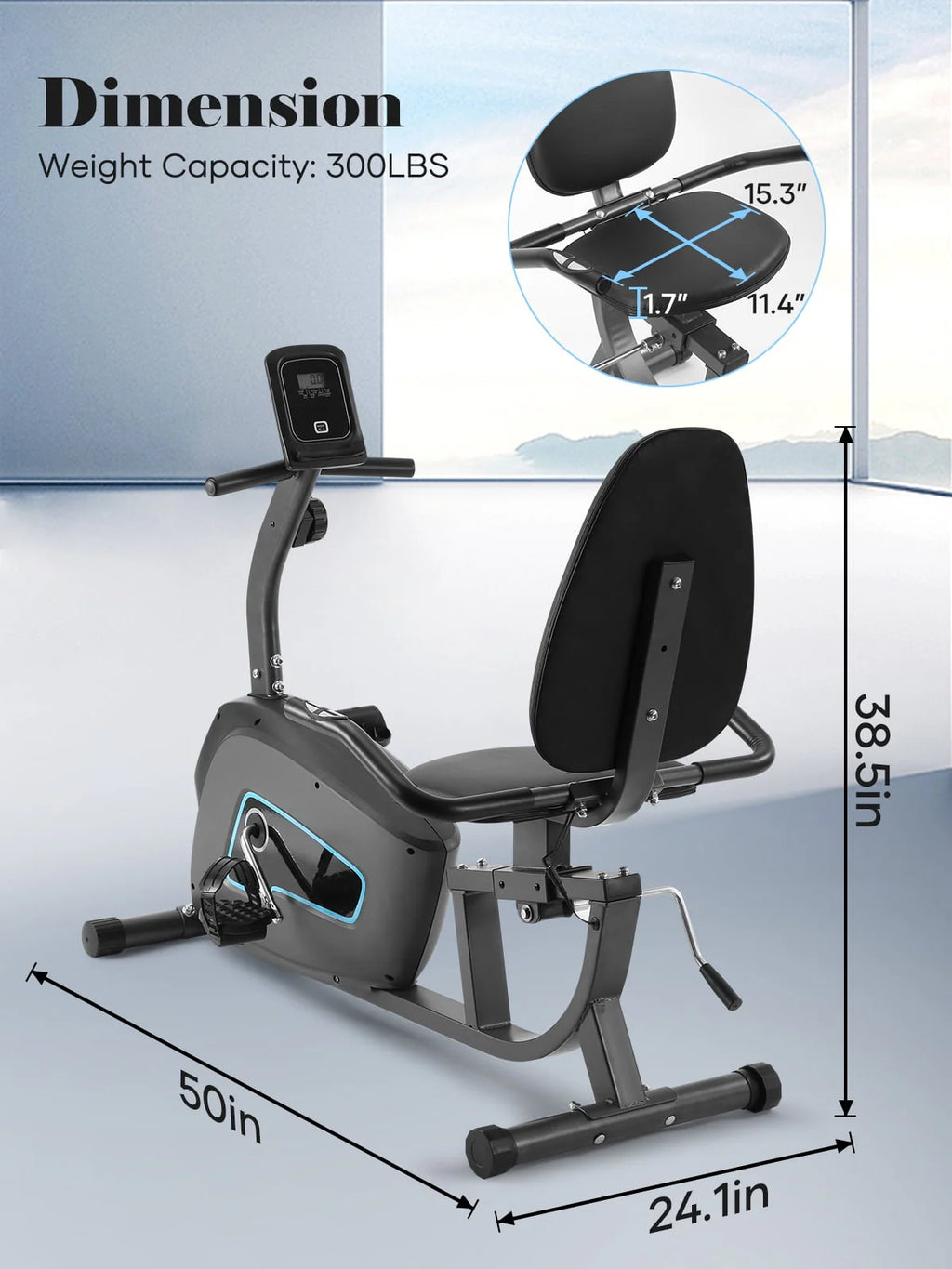 Indoor Recumbent Exercise Bike with Adjustable Seat H270782