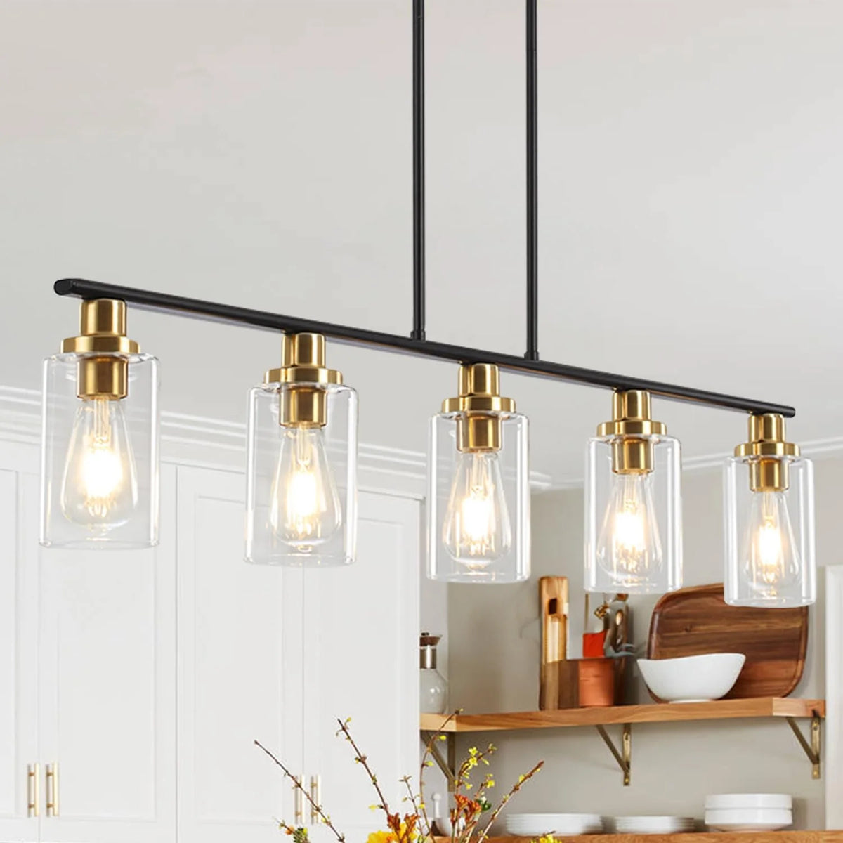 5 Lights Clear Glass Shade Island Light M40661