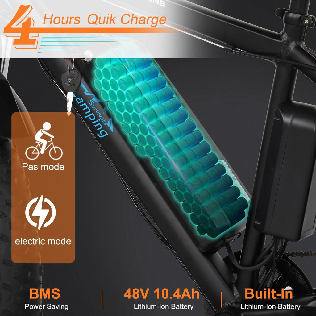 26 inch 7-Speed Electric Mountain Bicycle 500W 48V 10Ah E1099