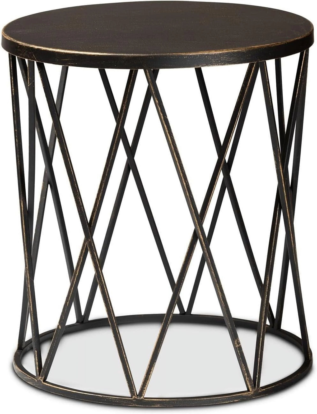 Antique Black Metal End Table I68883