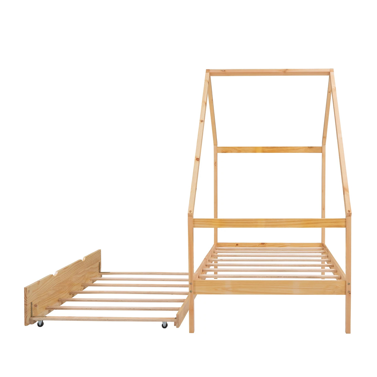 Twin Size Wooden House Bed with Trundle F607