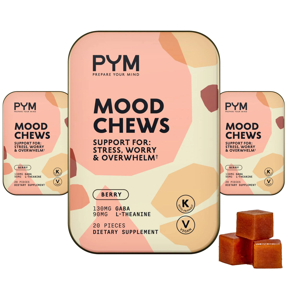 Berry Mood Chews 60 Count Vegan Gluten Free Non-GMO GABA L-Theanine Supplement S7595