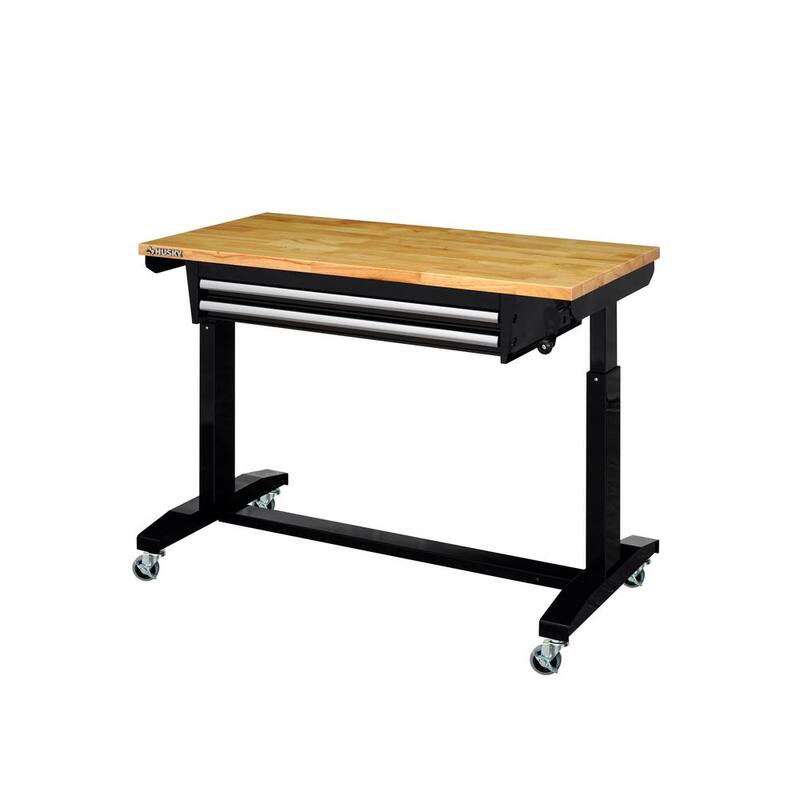 Black Adjustable Height Worktable with 2-Drawers Q9554