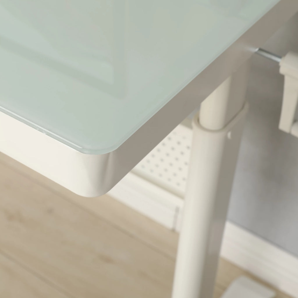 Tempered Glass Adjustable Height Standing Desk with Metal Drawer U30444