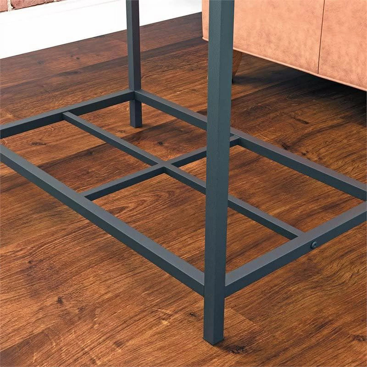 Black Metal End Table with Tempered Glass Top N10043