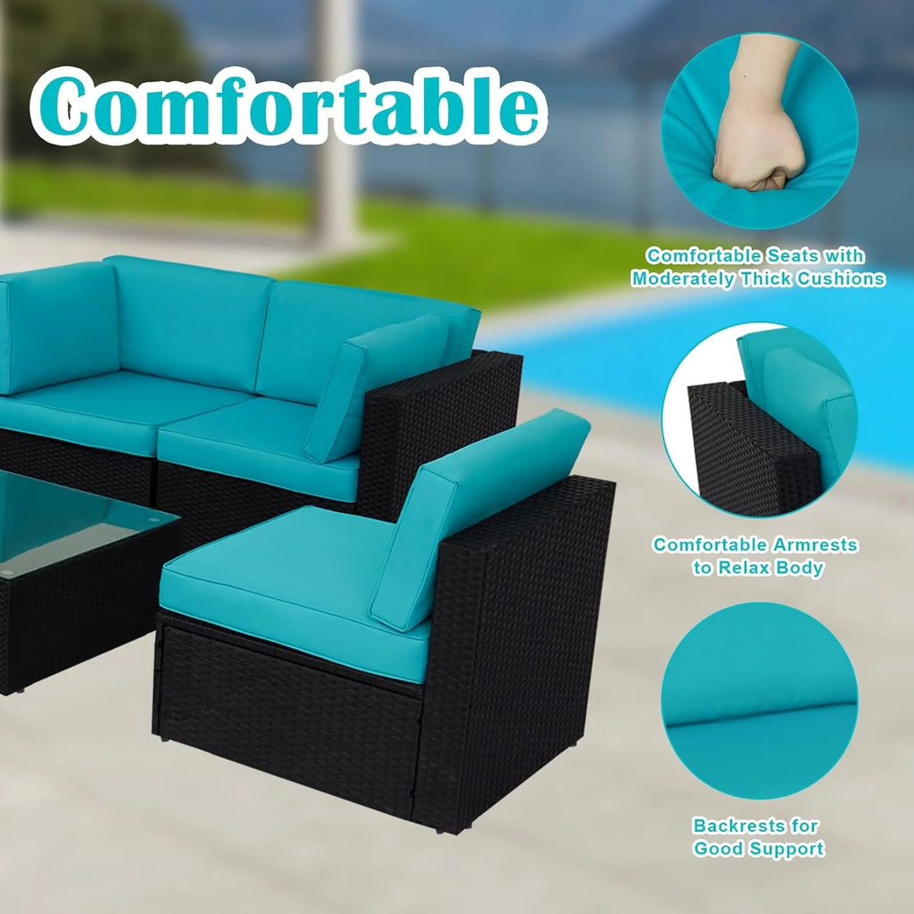 7 Pc Wicker Rattan Patio Furniture Set F37269