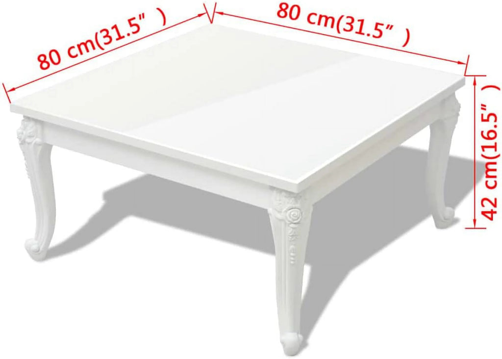 Coffee Table End Table with Plastic Legs High Gloss White V38508