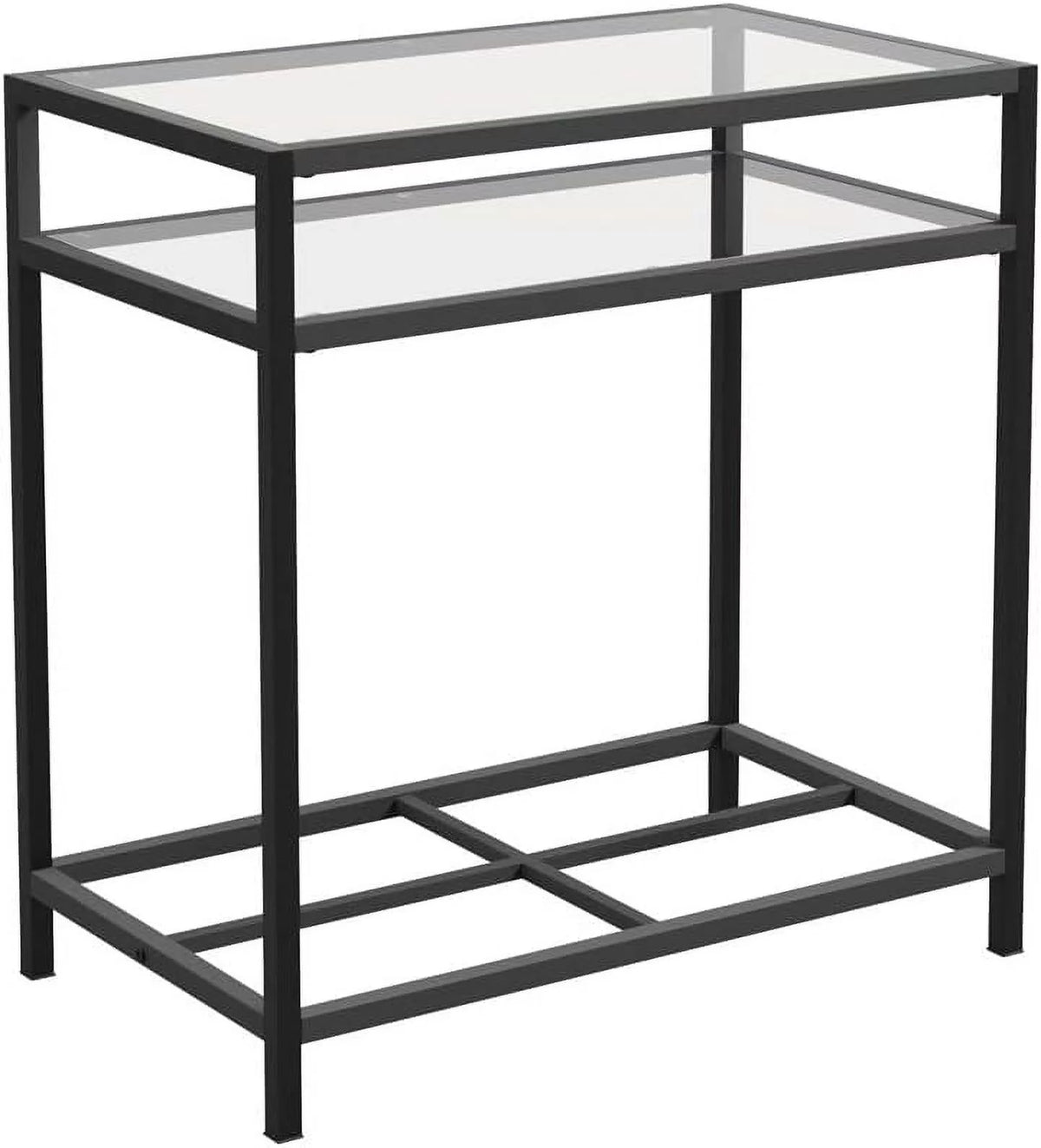 Black Metal End Table with Tempered Glass Top N10043