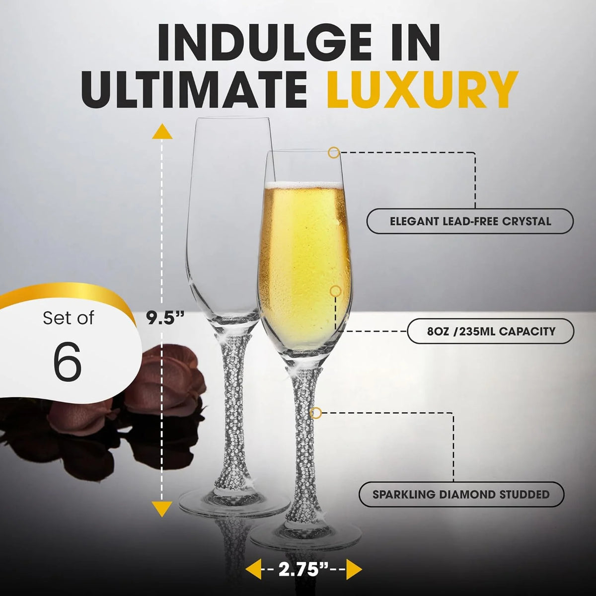 Champagne Flutes Set Of 6 K432