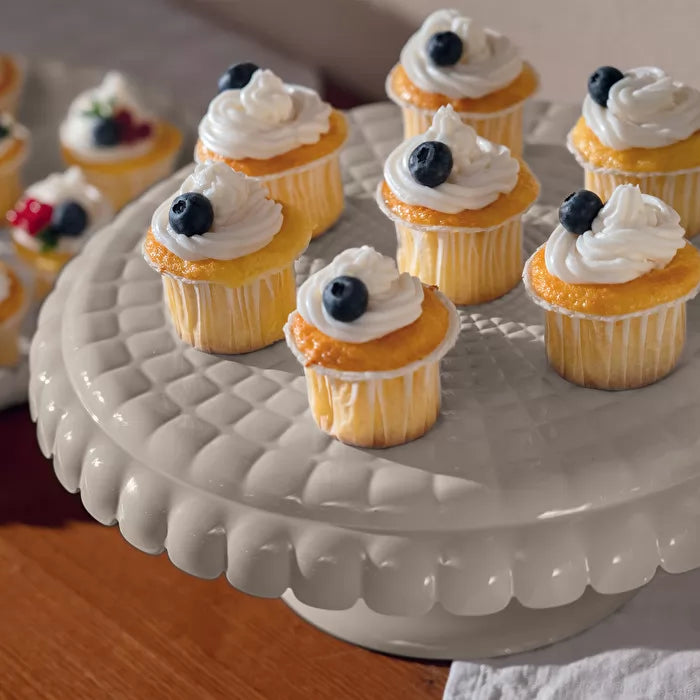Milk White Cake Stand With Dome A6522