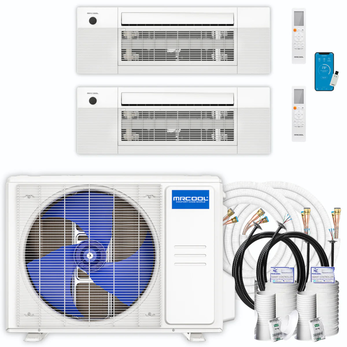 18,000 BTU 2 Zone Ceiling Cassette Ductless Air Conditioner and Heat Pump E249397