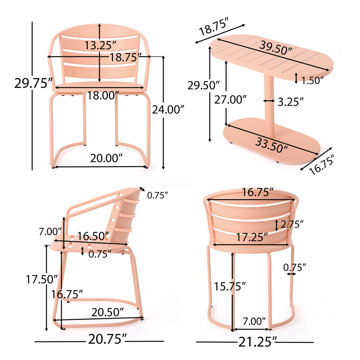 3 Piece Iron Bistro Set M362
