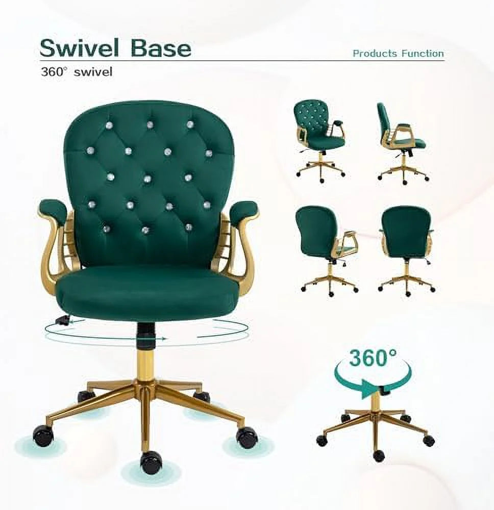 Pink Velvet Office Chair with Wheels V943