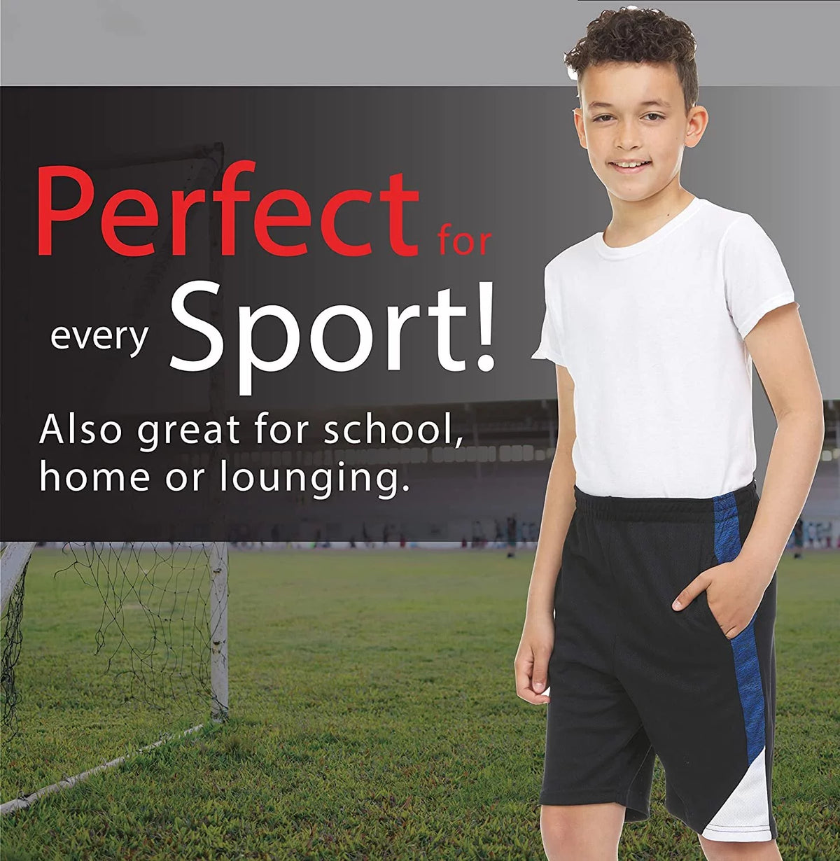 4 Pack Boys Youth Lightweight Athletic Basketball Gym Shorts O52890