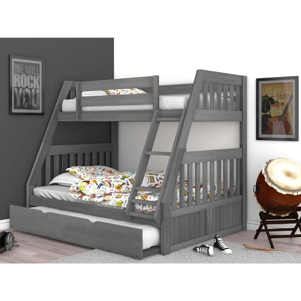 Solid Pine Bunk Bed in Charcoal Gray S732