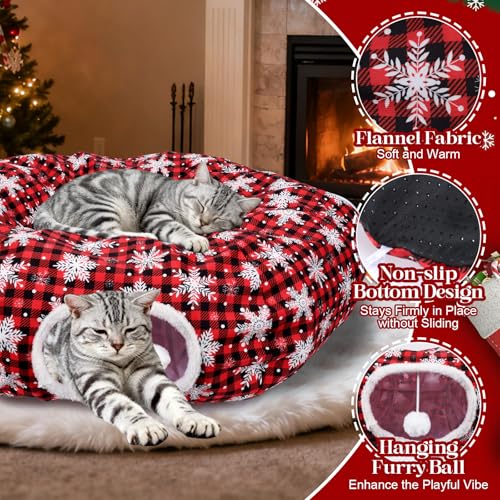 Christmas Cat Tunnel Tree Skirt with Cushion and Hanging Ball Toy L437694