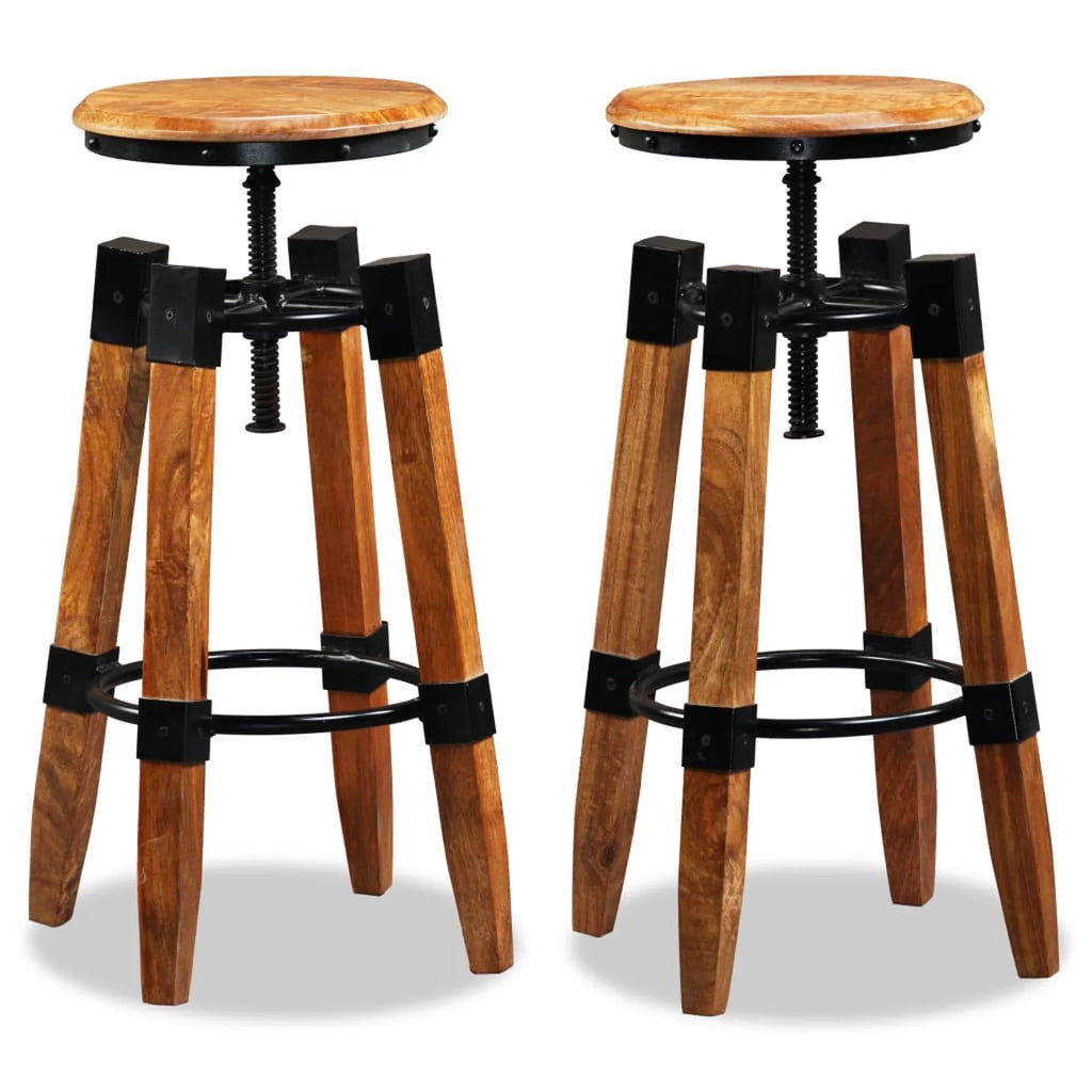Solid Mango Wood Bar Stools 2 pcs D60389