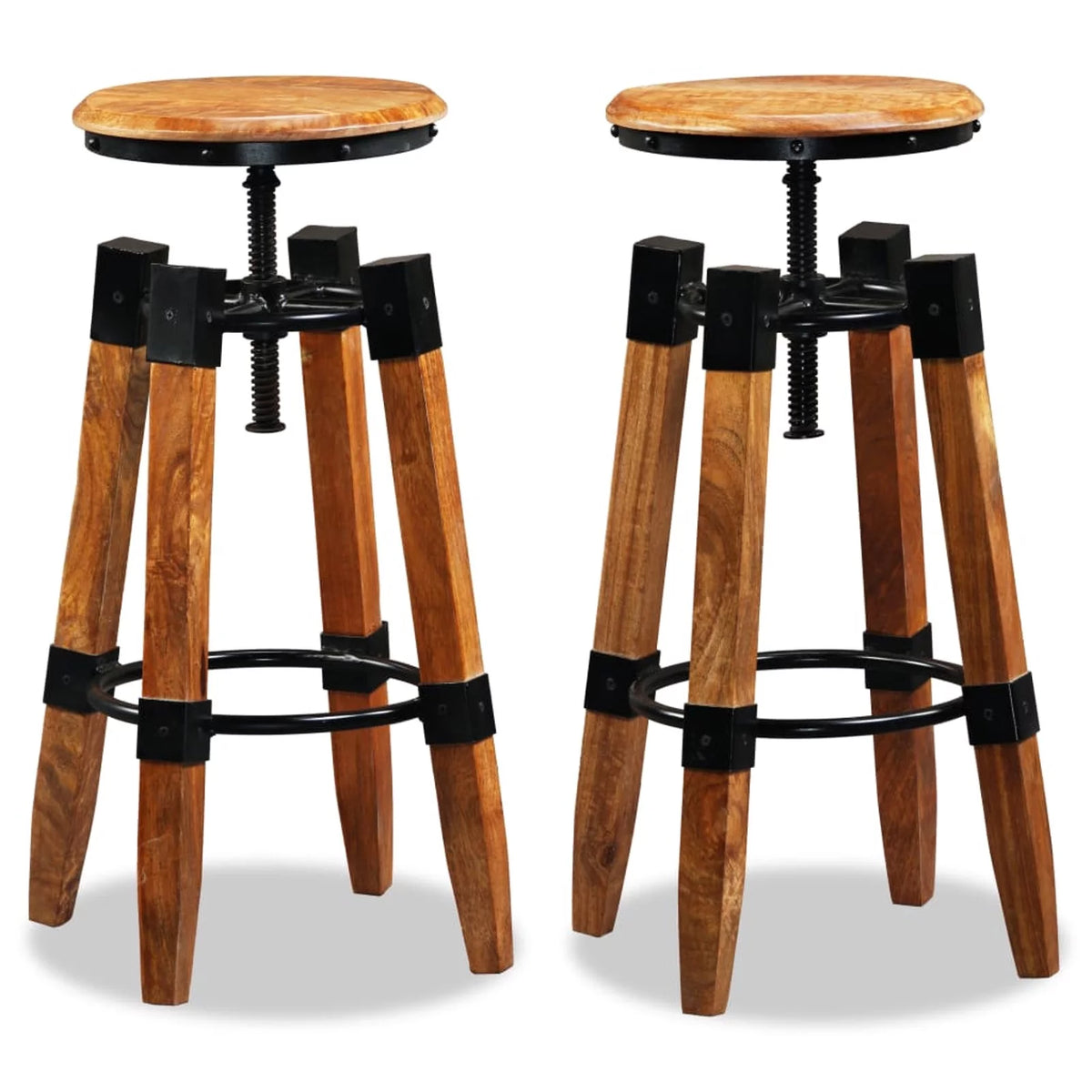 Solid Mango Wood Bar Stools 2 pcs D60389