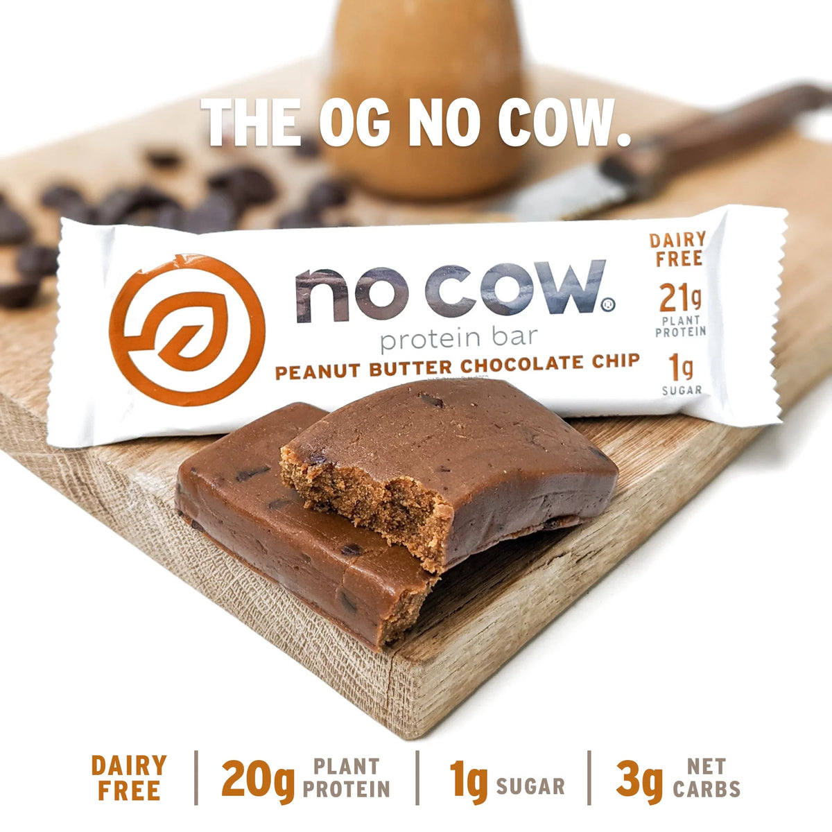Vegan Protein Bars Peanut Butter Chocolate Chip Box of 12 I908098