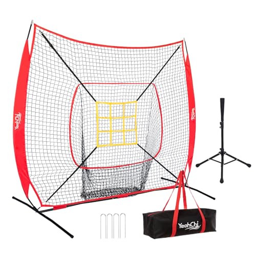 7×7FT Baseball Net with Batting Tee and Strike Zone Target C9378