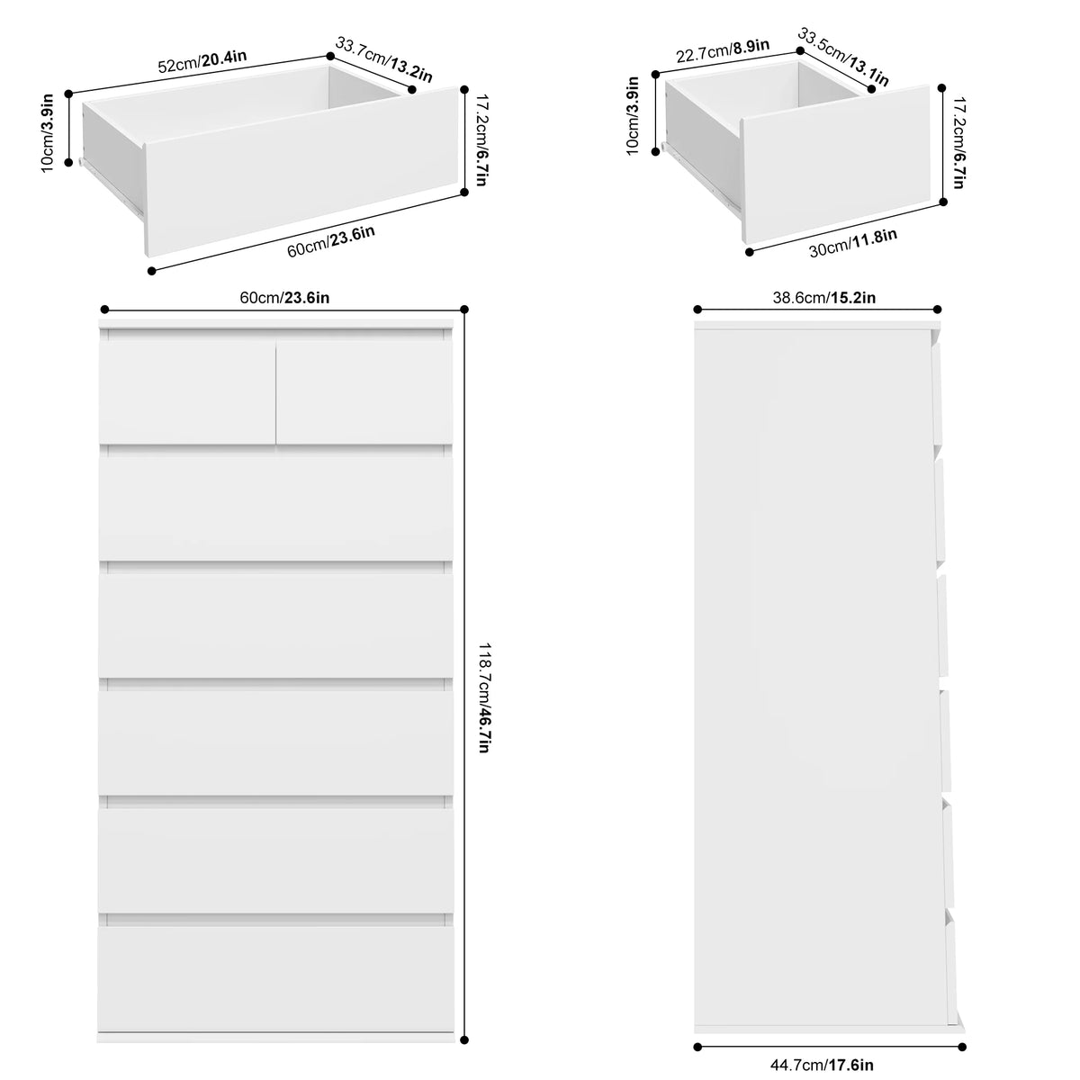 White 7 Drawer Dresser X531