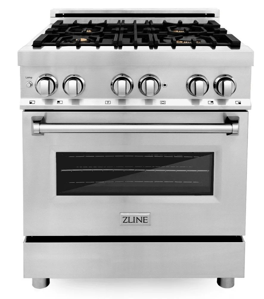 30 in. Stainless Steel Gas Burner Electric Oven Range with Brass Burners F63072