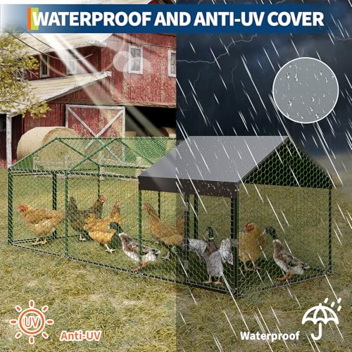 Metal Chicken Coop with Waterproof Cover, 160" x40" x40", 4 Doors C429526