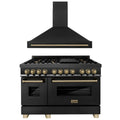 48 In. Dual Fuel Range and Range Hood in Black Stainless Steel L4080