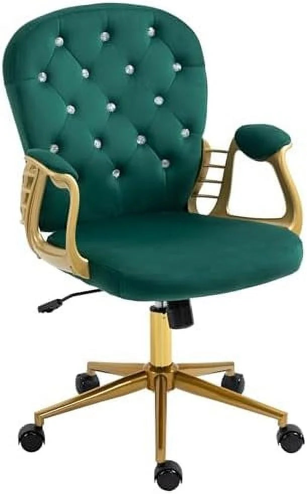 Pink Velvet Office Chair with Wheels V943