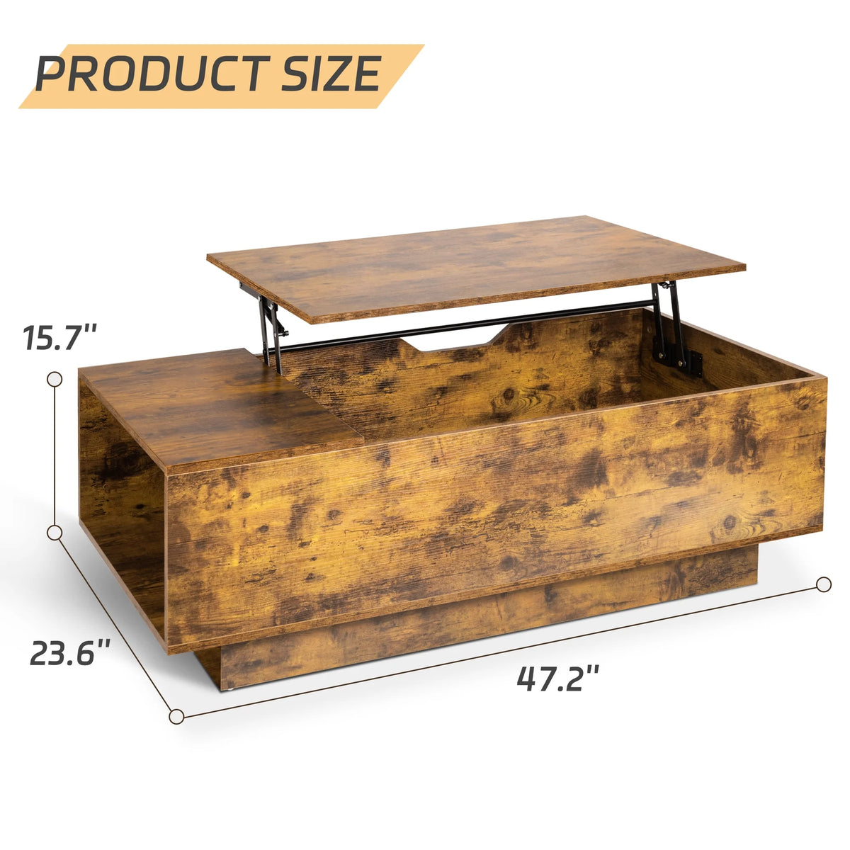 47" Dark Brown Wood Lift Top Coffee Table with Hidden Compartment B953871