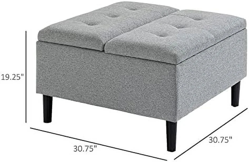 30" Square Upholstered Ottoman with Lift Top J6918