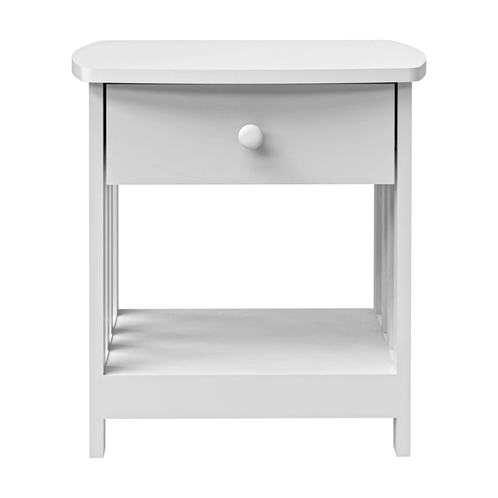 White 1 Drawer Solid Wood Side Table G41526