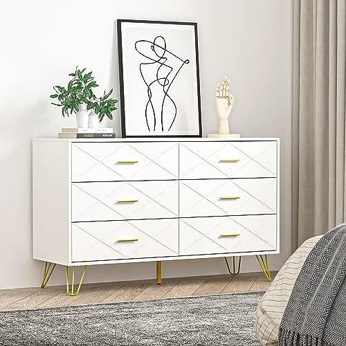 White 6 Drawer Dresser P68094